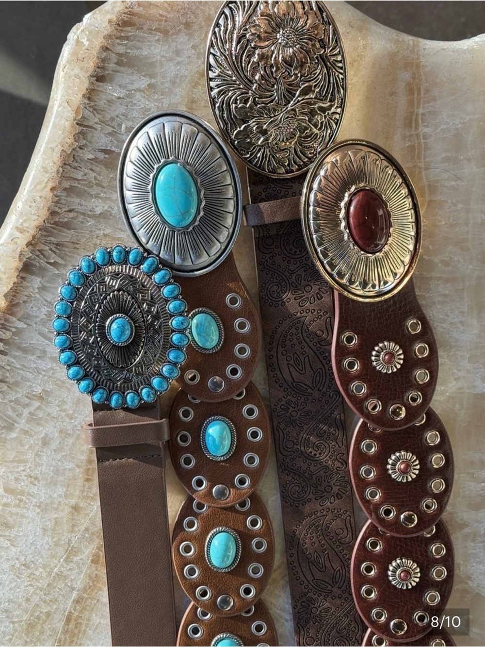 Brown and Turquoise Southwestern Decorative Belt - Unbranded